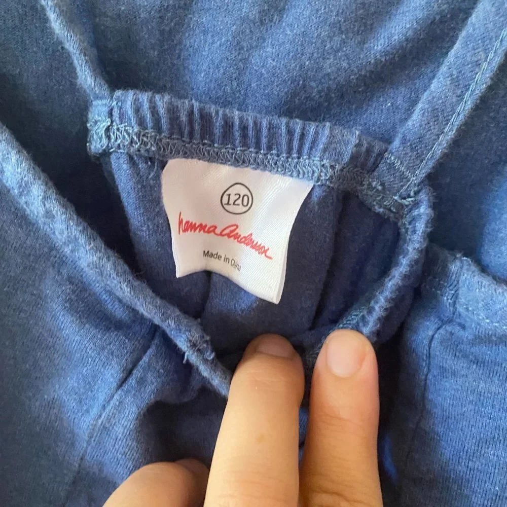 Hanna Andersson‎ Kids Dress Girls Size 6 Bird Print Denim Strappy
